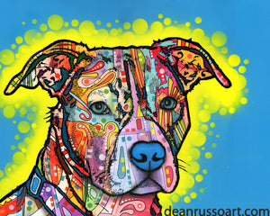 Painted Pit Bull Print by Dean Russo