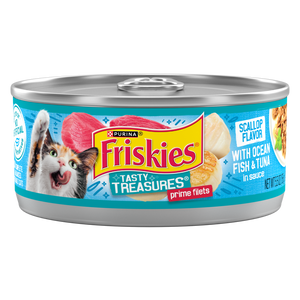 Friskies Tasty Treasures Prime Fillet with Ocean Fish & Tuna Scallop Flavor Canned Cat Food