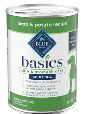 Blue Buffalo Basics Skin & Stomach Care Grain-Free Lamb & Potato Adult Canned Dog Food