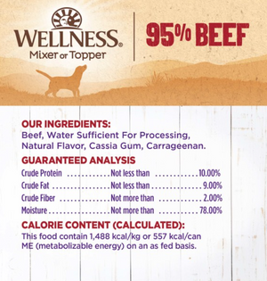 Wellness Natural Grain Free 95% Beef Recipe Adult Wet Canned Dog Food