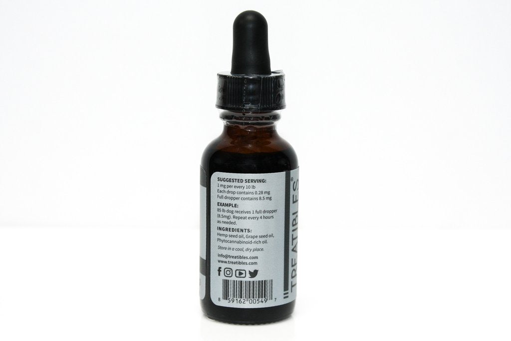 Treatibles 250mg Organic Full Spectrum Hemp Oil / CBD Dropper Bottle - Happy Tail Pet Supply
