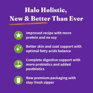 Halo Holistic Adult Dog Vegan Plant-Based Recipe with Superfoods Dry Dog Food
