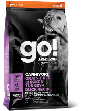 Petcurean GO! Solutions Carnivore Grain Free Chicken, Turkey, & Duck Recipe Senior Dry Dog Food